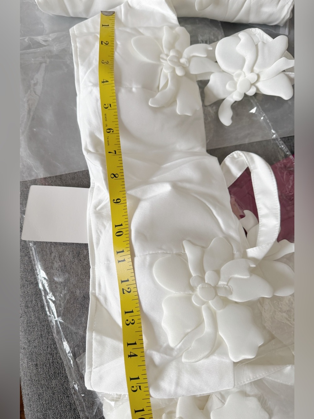 Runway Style 3D Floral Applique 2-Piece Set Crop Top & Midi Skirt White - Picture 10 of 14
